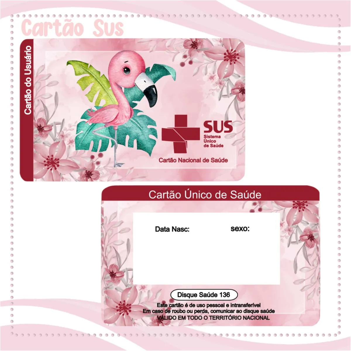 Cartao do sus Personalizado Flamingo Png - Image 2