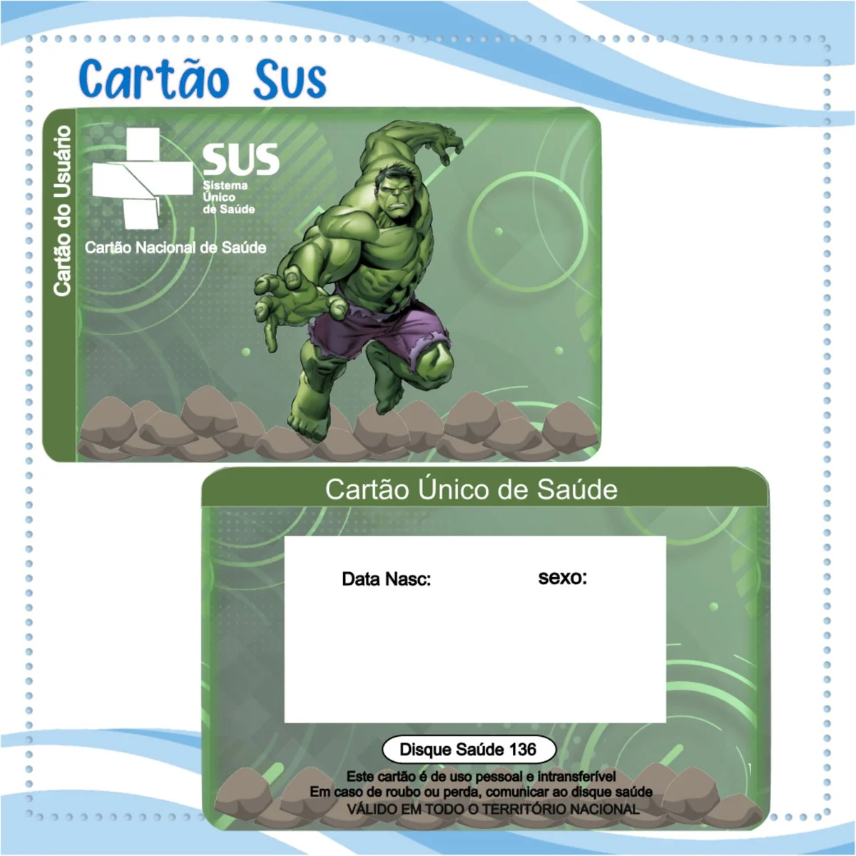 Cartao do sus Personalizado Hulk Png - Image 2