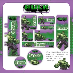 Etiqueta Escolar Personalizada Hulk