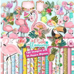 Kit Scrapbook e Cliparts Flamingo