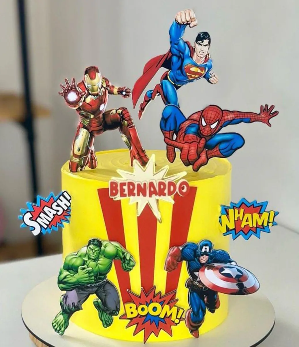 Topper de Bolo Super Heróis Para Imprimir Studio