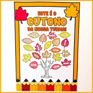 Cartaz Outono da Nossa Turma com Folhas