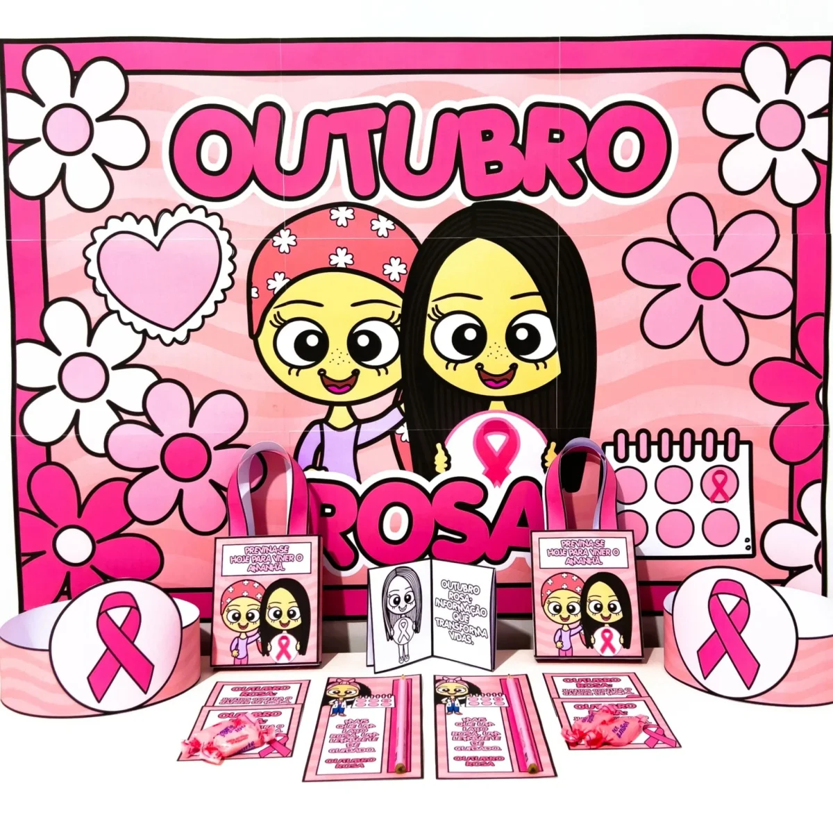 Kit Painel e Lembrancinhas Outubro Rosa