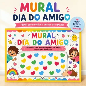 Mural Dia do Amigo com Corações