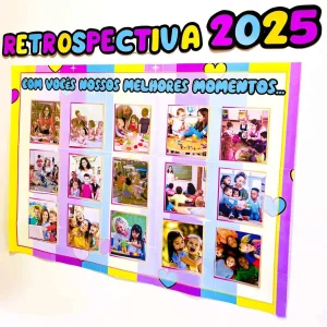 Painel Retrospectiva Escolar 2025 no Canva