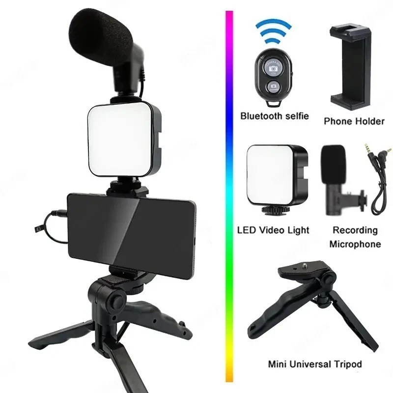 Tripé Estabilizador de Mão kit 5 em 1 gimbal Microfone Celular Gravação De Vídeo - Image 4