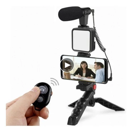 Tripé Estabilizador de Mão kit 5 em 1 gimbal Microfone Celular Gravação De Vídeo - Image 9